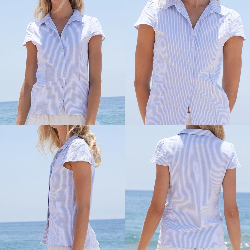 🍀Lucky March Deal!🍀 John Galt Blue & White Striped Top (Brandy Melville)